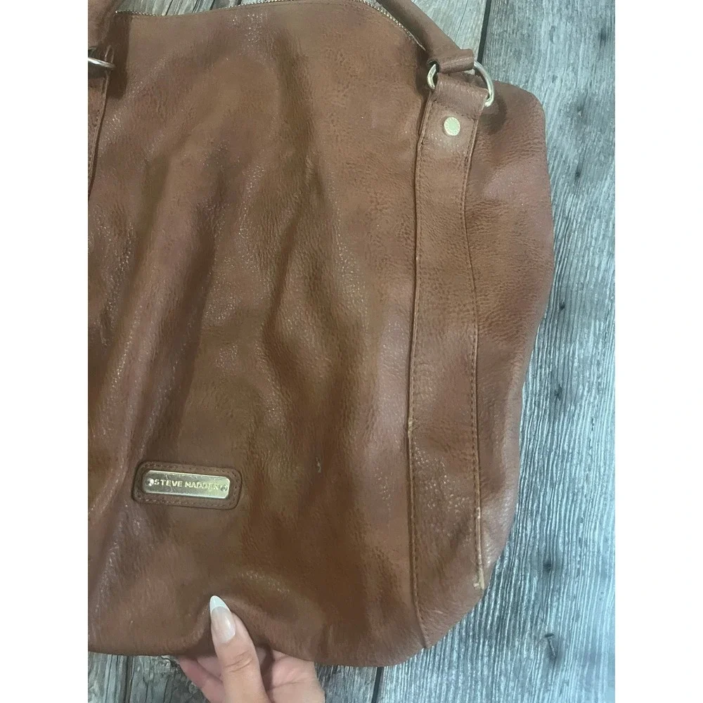 Steve Madden Brown Faux Leather Hobo Bag‎ Crossbody Tassel Cognac Large
